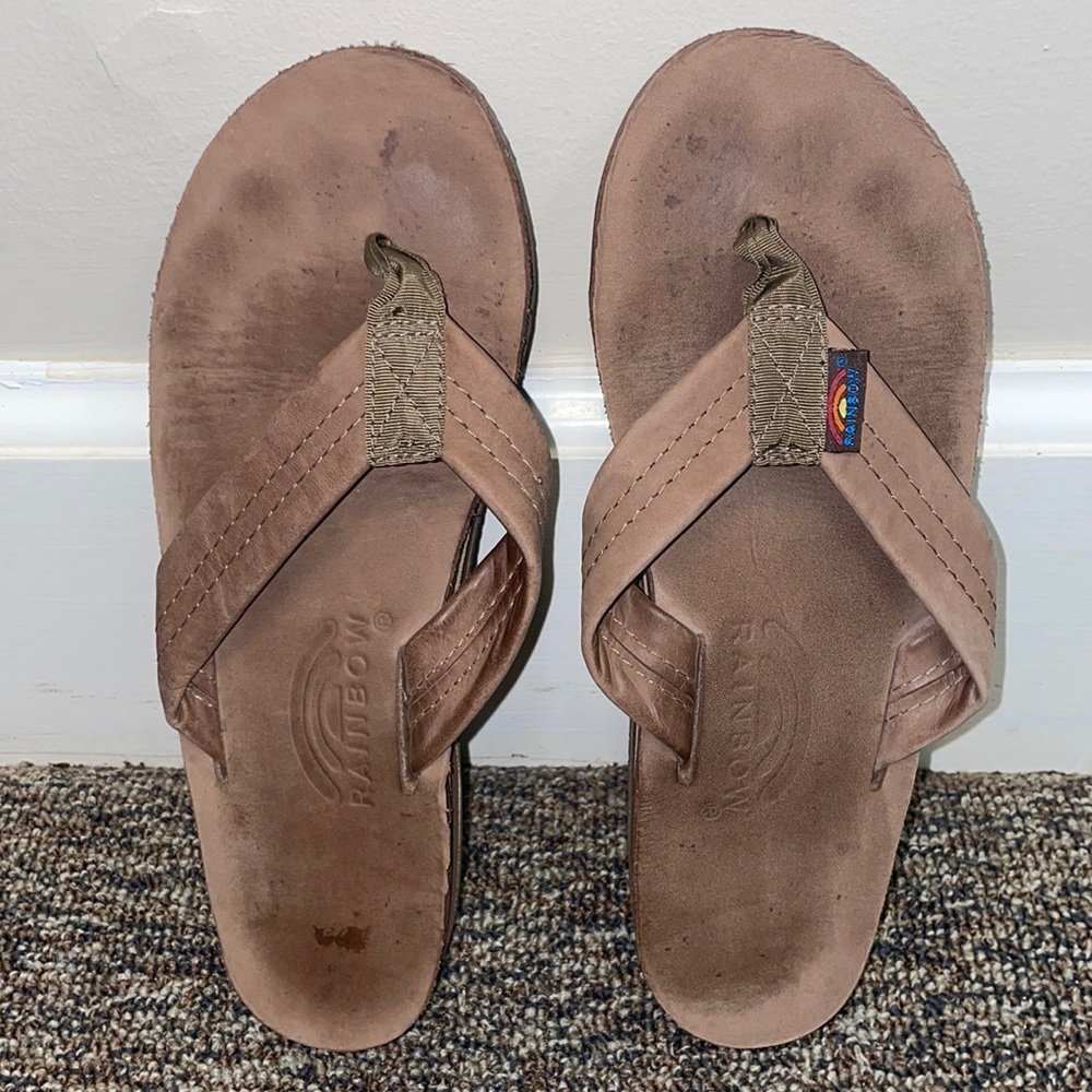 Light brown Rainbow flip flops- Size 6.5